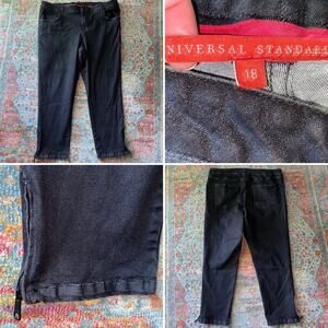 Universal Standard $128 Zip Ankle Black Denim Pant Jeans sz 18